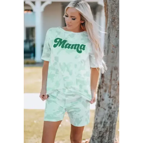 Vibrant Mama Tie-Dye Printed Letter Graphic Lounge Set for Women