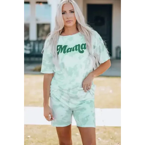 Vibrant Mama Tie-Dye Printed Letter Graphic Lounge Set for Women