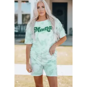 Vibrant Mama Tie-Dye Printed Letter Graphic Lounge Set for Women