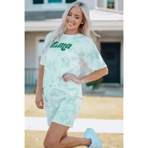 Vibrant Mama Tie-Dye Printed Letter Graphic Lounge Set for Women