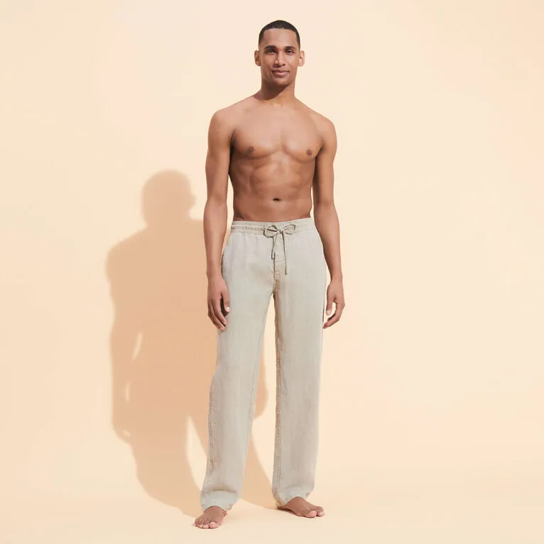 VILEBREQUIN Men Linen Pants Solid Mineral Dye