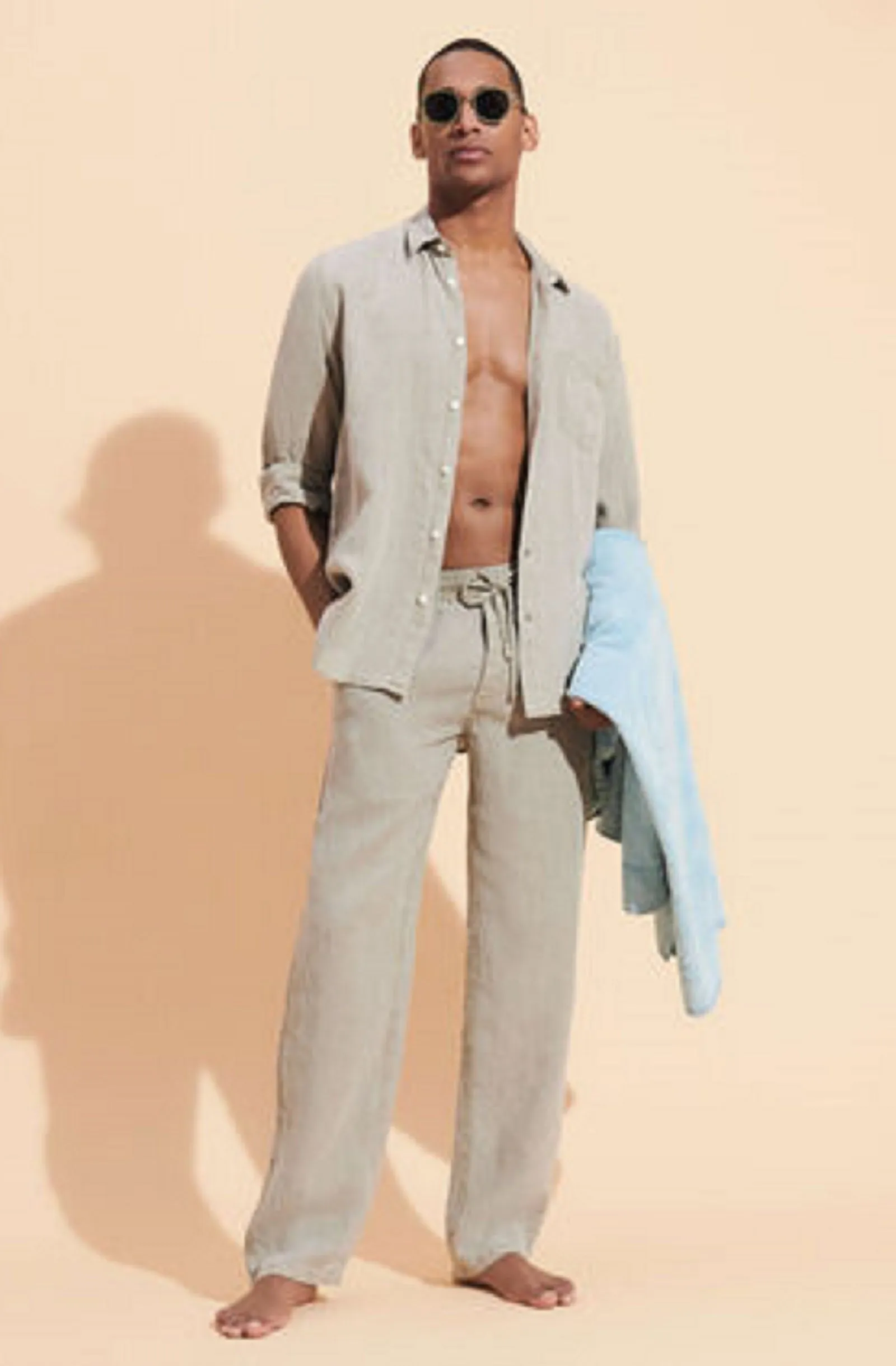 VILEBREQUIN Men Linen Pants Solid Mineral Dye