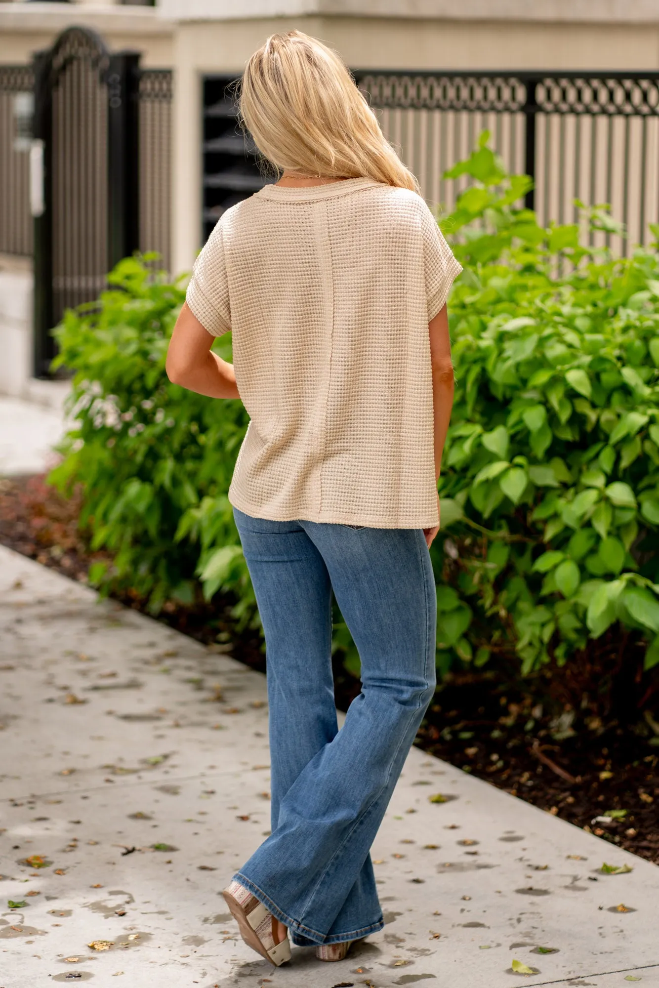 Waffle Exposed-Seam Short Sleeve T-Shirt