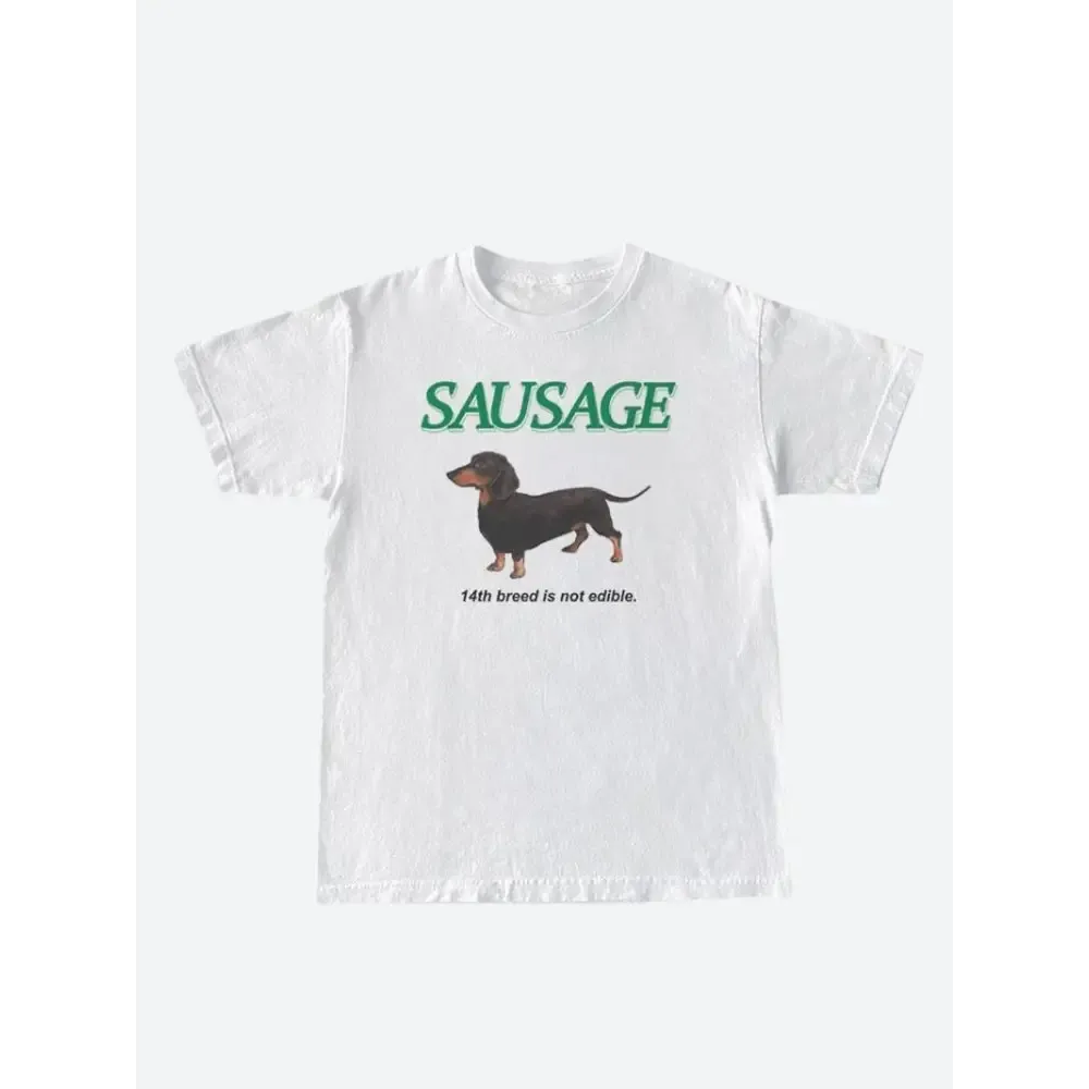 Whimsical Canine Print Cotton Tee for a Playful Y2K Style