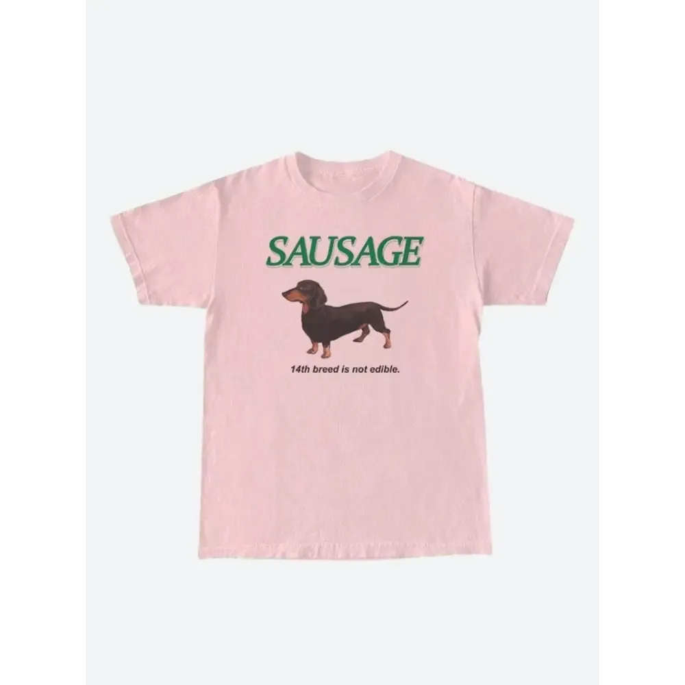 Whimsical Canine Print Cotton Tee for a Playful Y2K Style