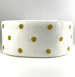White Corduroy Ribbon with Gold Glitter - 3 Inch