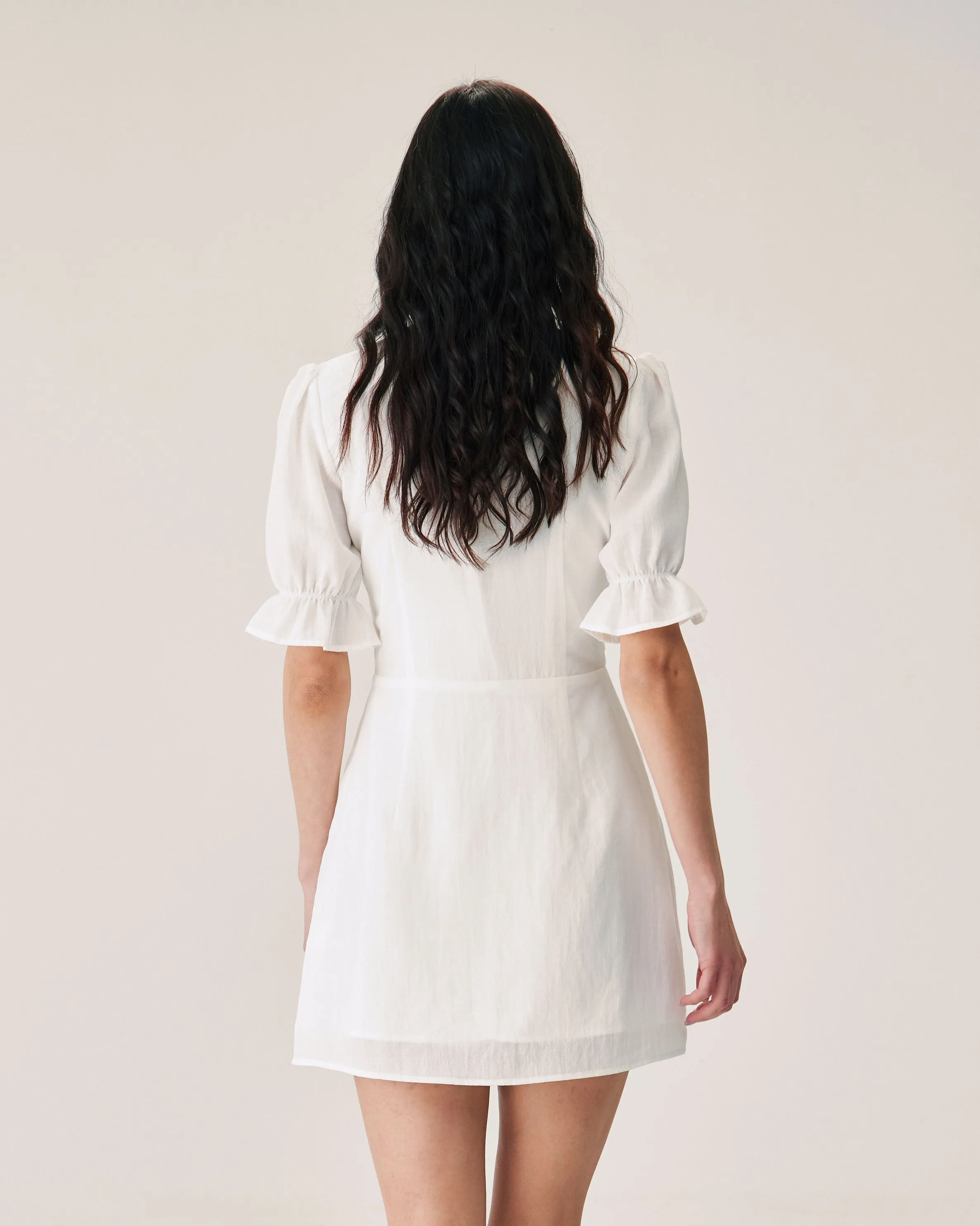 White Lace Splicing Mini Dress