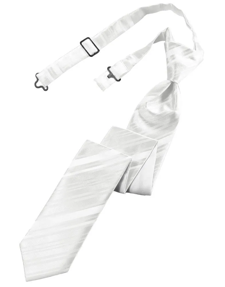 White Striped Satin Skinny Necktie