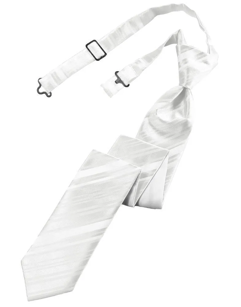 White Striped Satin Skinny Necktie