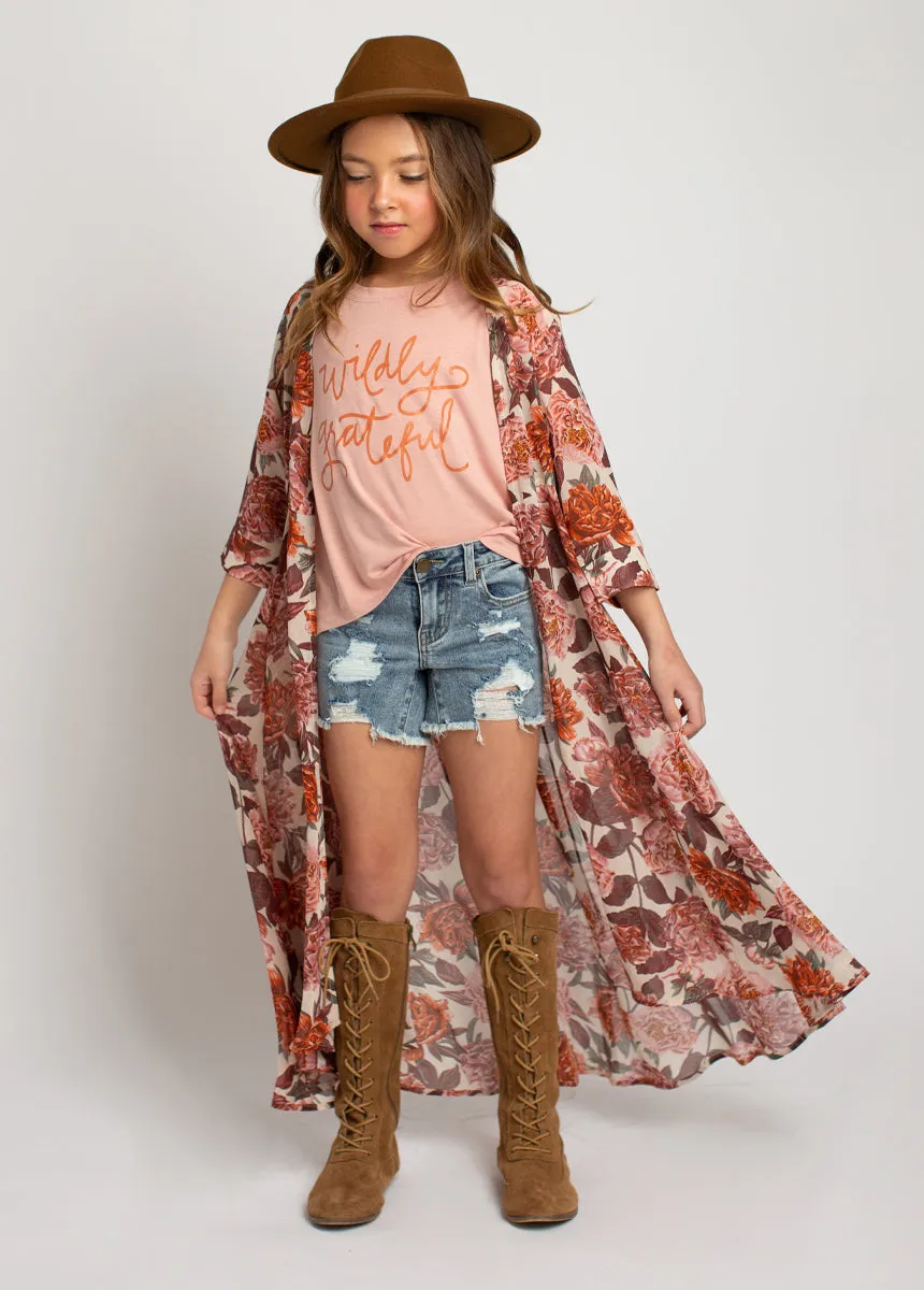 Wildly Grateful Tee in Heather Pink