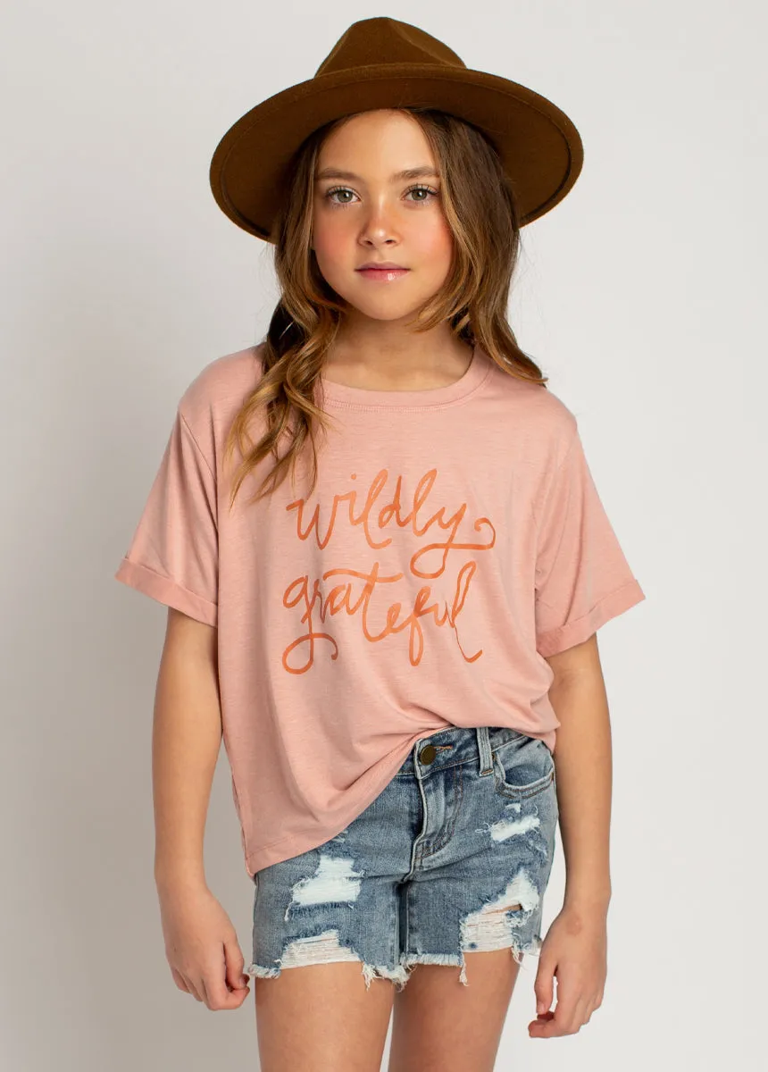Wildly Grateful Tee in Heather Pink