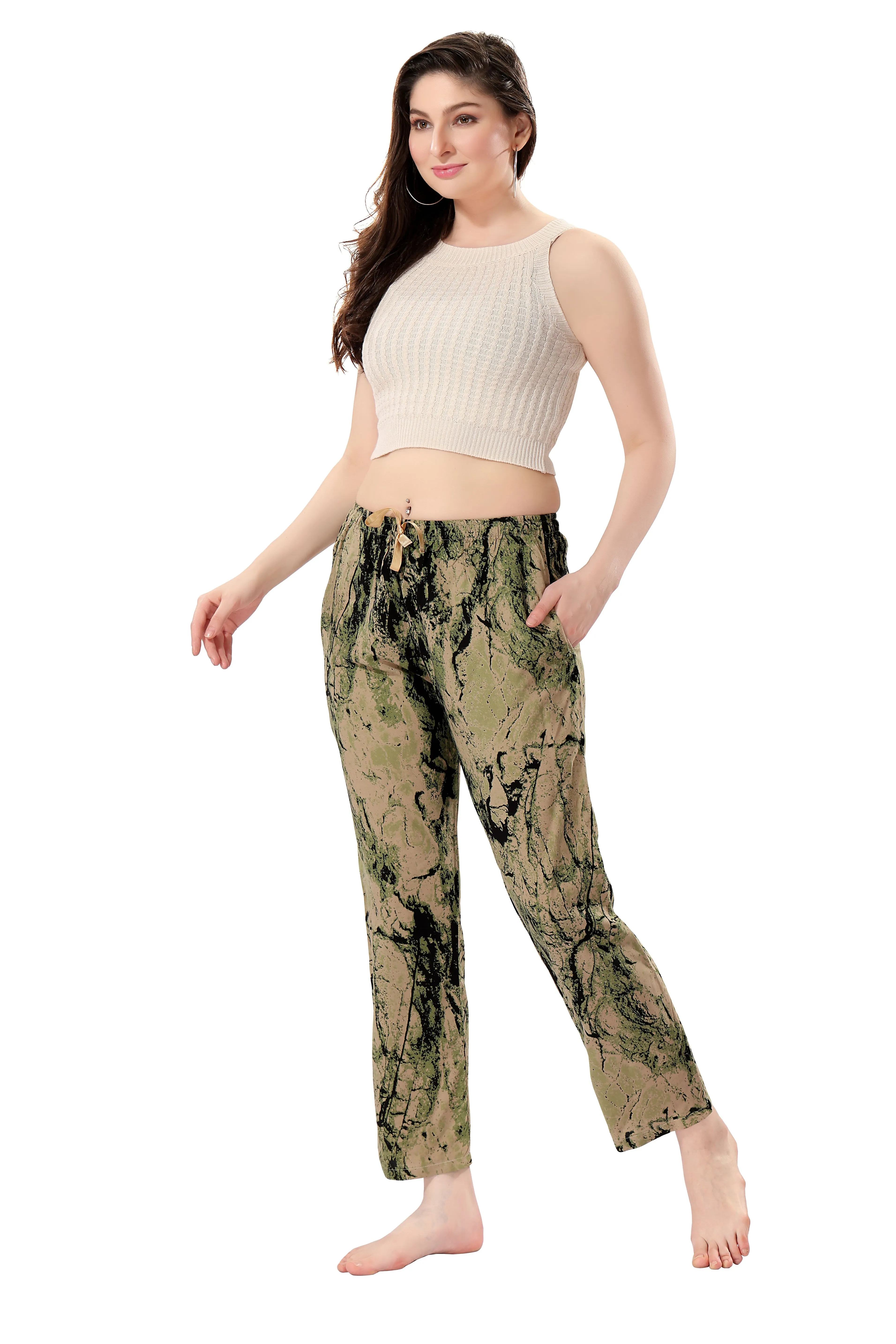 Women's Full-Length Premium Rayon Printed Pyjamas