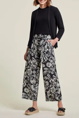 Women's Tribal | Flowing Floral Print Wide Leg Pant | Black