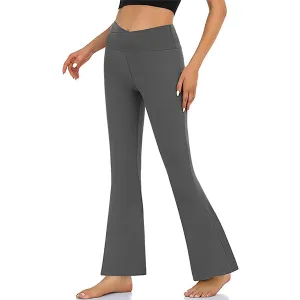 Women's V Crossover Flare Leggings Grey