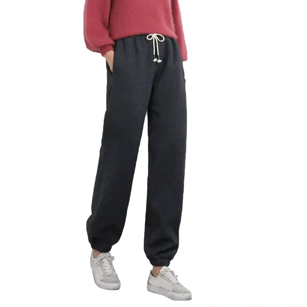 Women's Winter Fleece-Lined Leggings, Plus Size, Solid Color, Casual Fashion