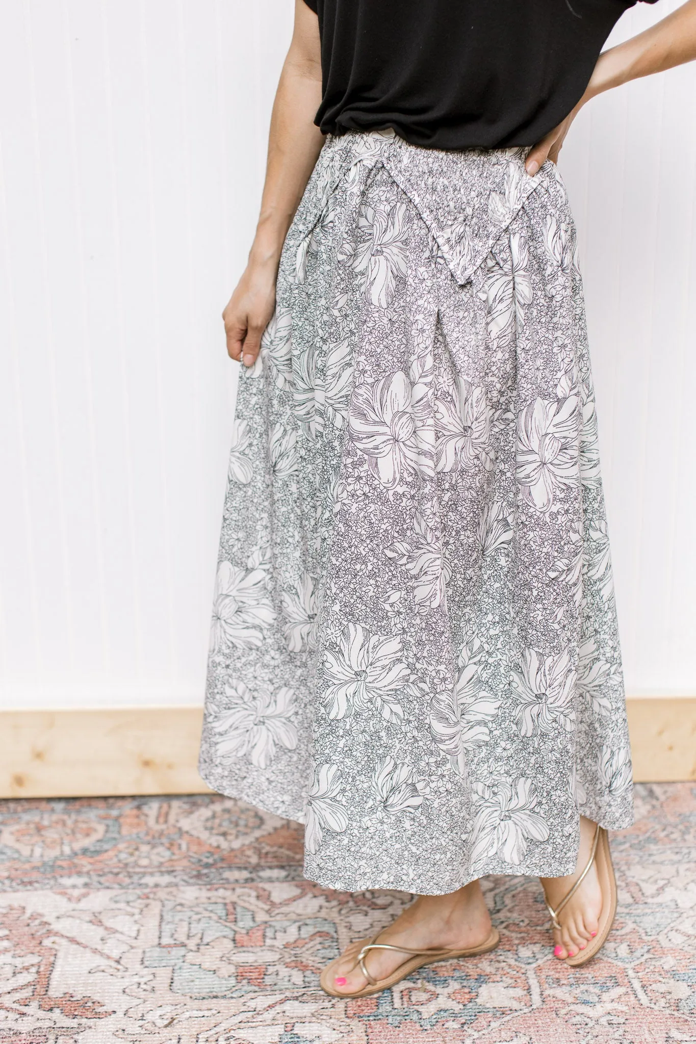 XZ Ivory Black Graphic Skirt