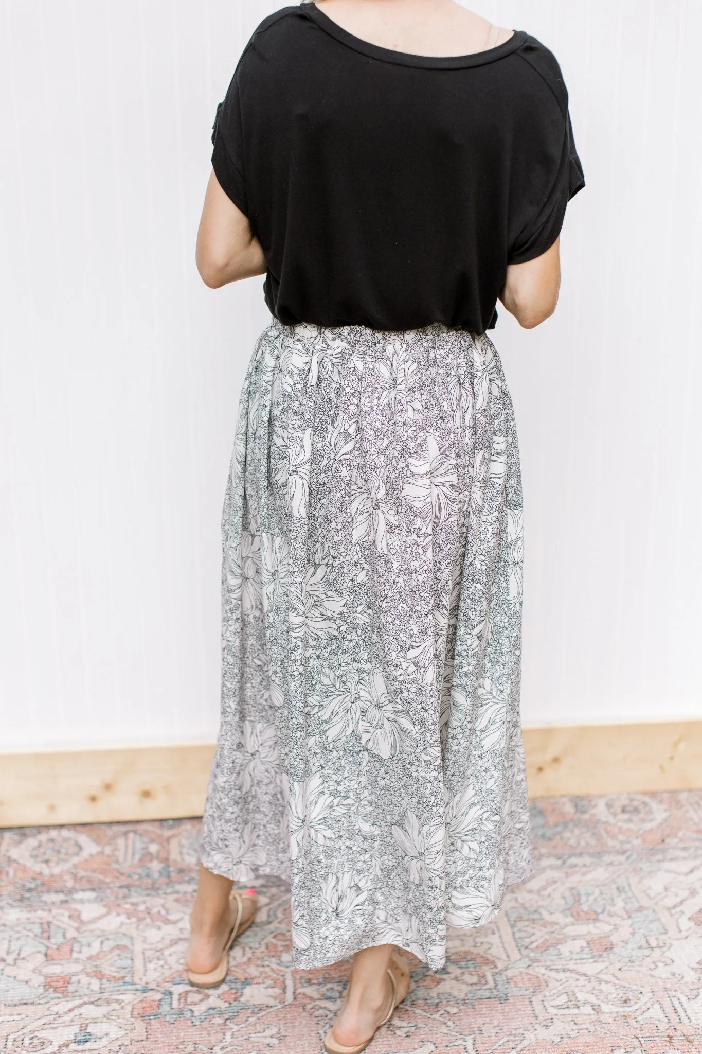 XZ Ivory Black Graphic Skirt
