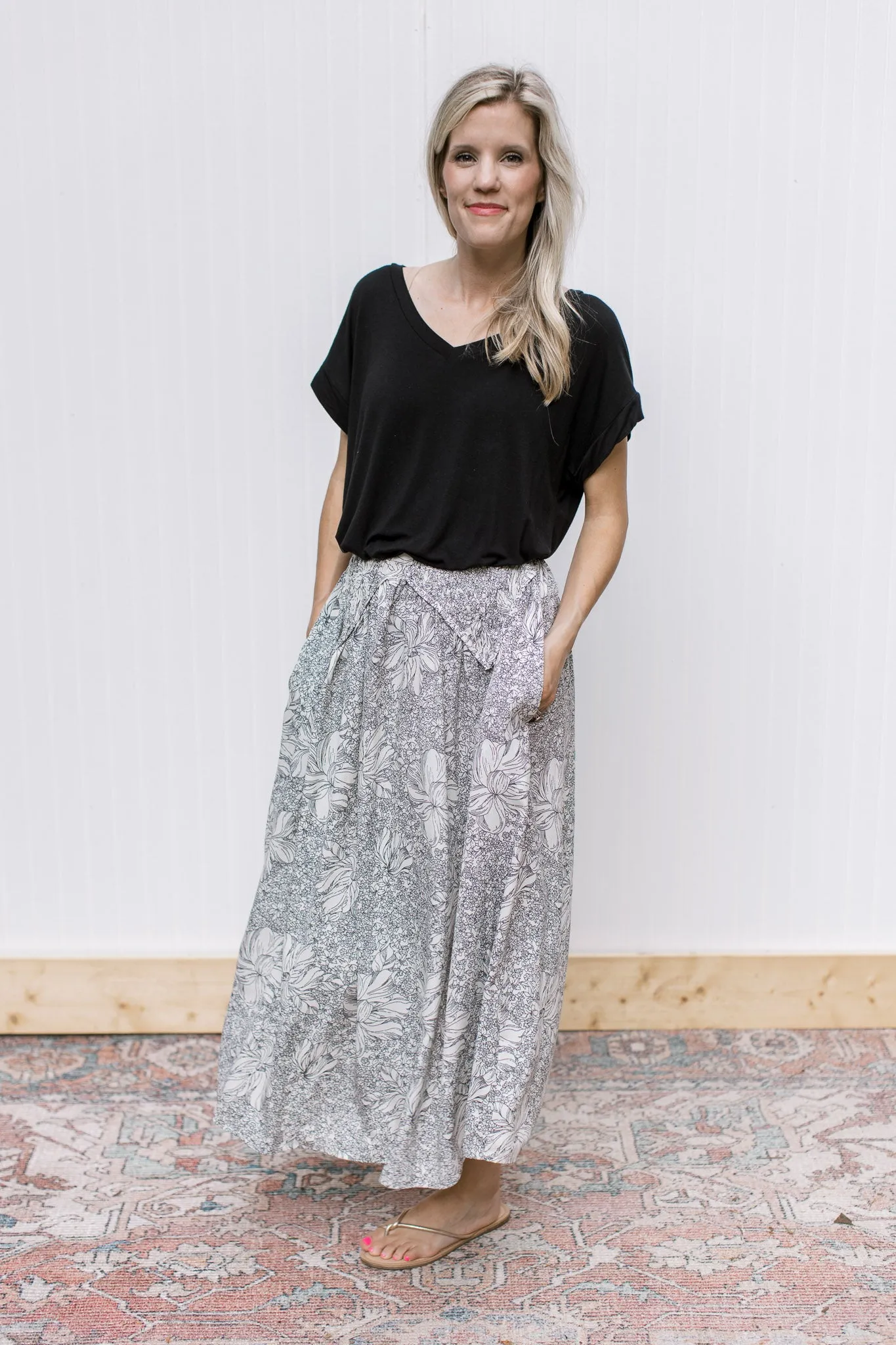 XZ Ivory Black Graphic Skirt