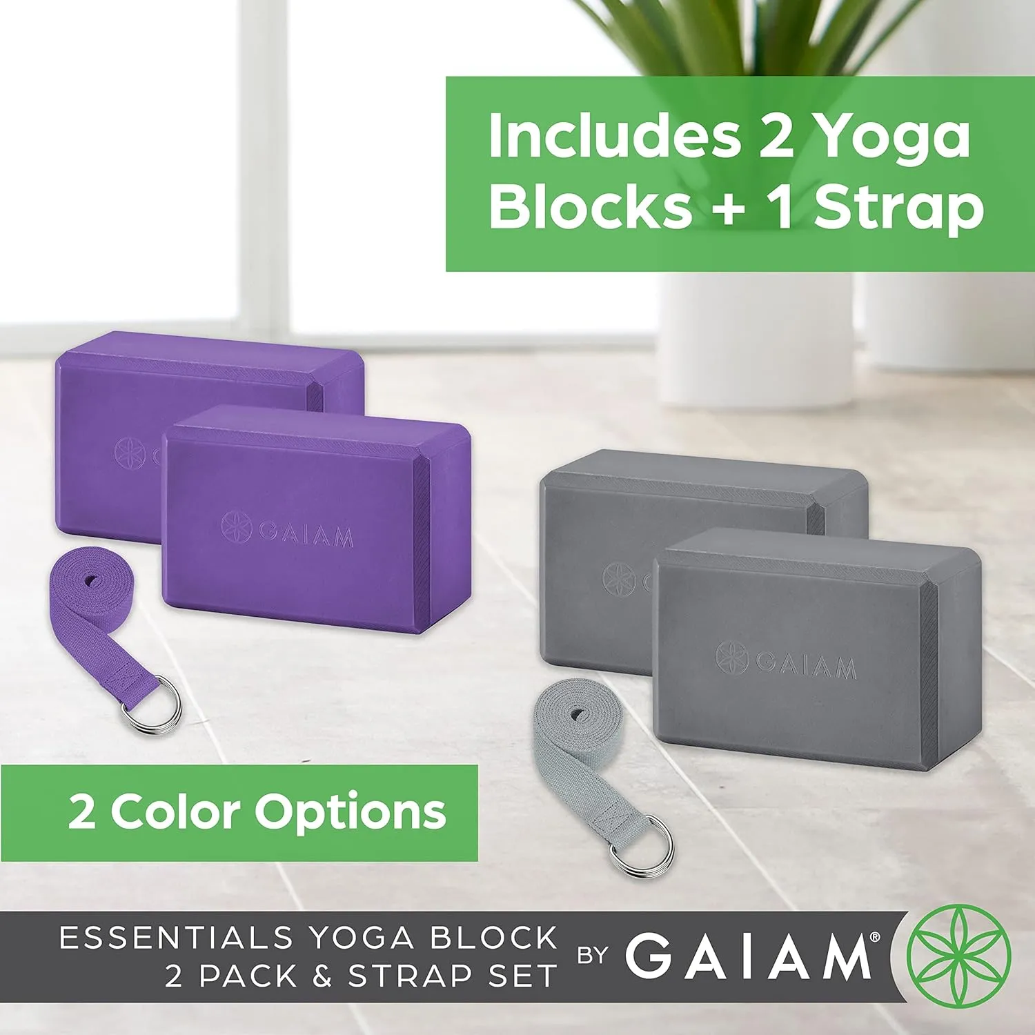 Yoga Block with Strap, Pilates & Yoga Props to Help Extend & Deepen Stretches